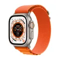 Apple Watch Ultra (GPS + Cellular, 49mm) smartwatch - kast van titanium Oranje Alpine‑bandje - S. Conditie bijhouden, nauwkeurige gps, actieknop, extr