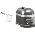 KitchenAid Toaster Artisan 5KMT2204EMS MEDALLION-SILBER, 2 kurze Schlitze, fu00fcr 2 Scheiben, 1250 W, mit Sandwichzange