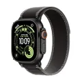 Apple Watch Ultra 3 [GPS + Cellular 49 mm] Montre connectée course à pied et multisport avec boîtier titane Noir et Boucle Trail Noir/charbon. Communi