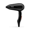 BaByliss Travel Haardroger - Lichtgewicht en Krachtige 2000W Föhn, Dual Voltage, Wereldwijd Gebruik, 2 Warmte-/Snelheidsinstellingen, Zwart/Oranje, 53