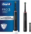 Oral-B Pro 3 3900 Duo – 2 x Zwarte Elektrische Tandenborstel – met extra opzetborstel