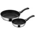 WMF Devil pannenset 2-delig, braadpan 28 cm + 20 cm, inductiepan Cromargan roestvrij staal, kunststof handvat