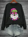 Santa Claus Print Lange Mouw Pullover Sweatshirt