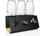 Flessenhouder compatibel met SodaStream Duo, afdruiphouder accessoires incl. dekselhouder en siliconen beschermringen, 3 stuks, vaatwasmachinebestendi