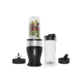 Ninja 700W Slim Mixer & Smoothie Maker, 2x 470ml Becher mit Ausgussdeckel, persönlicher Mixer, Zerkleinert Eis & Gefrorenes Obst, Silber/Schwarz QB300