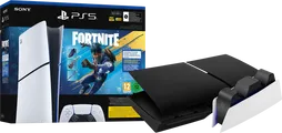PlayStation 5 Slim Digital Edition Fortnite Set + Cover Schwarz + Ladestation