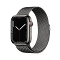 Apple Watch Series 7 (GPS + Cellular, 45mm) Montre connectée - Boîtier en Acier Inoxydable Graphite, Bracelet Milanais Graphite. Suivi de l’activité P