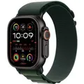 Apple Watch Ultra 2 GPS + Cellular 49 mm Black Titanium Case met Donkergroene Alpine gesp L