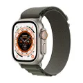 Apple Watch Ultra (GPS + Cellular, 49mm) Smartklocka - titanboett - bergsloop grön – S. Träningsmätare, precisions-gps, aktiveringsknapp, extra lång b