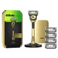 Gillette Labs Champion Gold Edition Nassrasierer Herren, Rasierer mit Reinigungs-Element + 5 Ersatzklingen, Geschenk für Männer, Premium-Magnetdock un