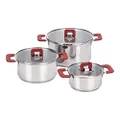 Amazon Basics 3 stuks pannenset - roestvrij staal, anti-aanbak, geschikt voor inductie, met deksels - 16/20/24 cm