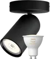 Philips Pongee opbouwspot - 1 spot - zwart + Philips Hue White Ambiance GU10