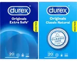 Durex - 40 Condooms voor Comfort en Vertrouwen - Classic Natural 20st - Extra Safe 20st - Voordeelverpakking