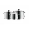 WMF Diadem Plus Topfset Induktion 3-teilig, Kochtopf Set mit Glasdeckel, Cromargan Edelstahl poliert, Induktions Töpfe Set unbeschichtet