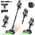 lubluelu Akku-Hand-und Stielstaubsauger P2 kabellos 6in1 Akkustaubsauger mit Geen LED 40KPA, 150 W, beutellos, 40000 Pa / V-fu00f6rmige, grou00dfe Ant