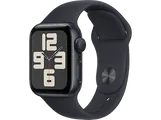 APPLE Watch SE (2023), GPS, 40 mm, Caja de aluminio medianoche, Vidrio delantero Ion-X, Talla M/L, Correa deportiva medianoche