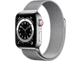 APPLE Watch Series 6, GPS+CELL, 40 mm, Caja de Acero inoxidable en plata, Pulsera Milanese Loop plata