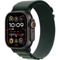 Apple Watch Ultra 2 LTE 49mm schwarzes Titan Gehu00e4use mit dunkelgru00fcnem Alpin Armband - S