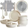 tectake Topf-Set Kochtopfset, Aluminium (Komplettset, 16-tlg), 16-teilig, fu00fcr Induktion geeignet