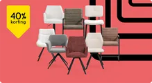40% korting op ALLE eetkamerstoelen en barkrukken Lizzy, Raffy, Lars, Gijs en Belle