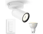Philips Hue Pongee Opbouwspot (Wit) - Warm tot Koelwit Licht - Incl. Hue Dimmer Switch - Wandspot of Plafondspot met 1 Lichtpunt - GU10 - Hue White Am