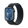 Apple Watch Series 9 (GPS 45 mm) Smartwatch - Kast van middernacht aluminium - Middernacht geweven sportbandje. Conditie bijhouden, Saturatie-app en E