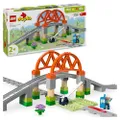 LEGO DUPLO Eisenbahnbrücke und Schienen – Erweiterungsset - Lernspielzeug für Kleinkinder – inkl. 8 Gleisstücke, Brücke, Schranke & Aktionsstein – Ges