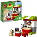 LEGO 10927 DUPLO Town Pizza-kraam Bouwset met Pizza, Hondfiguur en Grote Bouwstenen, Peuterspeelgoed voor Kinderen van 2 Jaar en Ouder