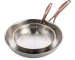 BK Rose Koekenpannenset 2-delig - 20/28cm - Zonder PFAS-vrije antikleeflaag - Koekenpan inductie - RVS bakpan - Ovenbestendig tot 200°C - Zilver