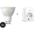 Philips Hue White Ambiance GU10 Ledlampen 400lm 6-Pack + Gratis TP-Link Tapo P110