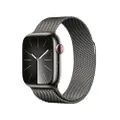 Apple Watch Series 9 [GPS + Cellular 41mm] Smartwatch with Graphite Stainless steel Case with Graphite Milanese Loop One Size. Fitness Tracker, Blood 
