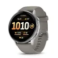 Garmin Venu 4, 45 mm, GPS-Fitness-Smartwach, Grau/Silber | AMOLED Display, bis zu 12 Tage Akkulaufzeit, 80+ Sport-Apps, Garmin EKG-App, LED-Taschenlam