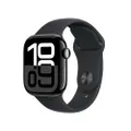 Apple Watch Series 10 GPS + Cellular 42 mm Smartwatch with Jet Black Aluminium Case with Black Sport Band - S/M. Fitness Tracker, ECG App, Always-On R