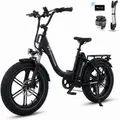 EVERCROSS TECH E-Bike 20×4.0 Fatbike, 7-Gang Shimano, 48V 18Ah abnehmbarer Akku 90-130km, Heckmotor, 864 Wh, NFC+App Entsperrung, 250W Motor Elektrofa