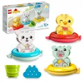LEGO DUPLO Jouet de Bain : Le Train Flottant des Animaux - Jeu pour Enfants dès 1 an - Jouet Éducatif avec Figurines d'Hippopotame, Canard & Ours Pola