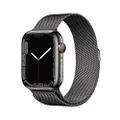 Apple Watch Series 7 (GPS + Cellular, 45mm) Montre connectée - Boîtier en acier inoxydable graphite, Bracelet Milanais graphite. Suivi de l’activité p