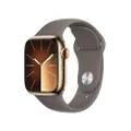 Apple Watch Series 9 GPS + Cellular 41mm Smartwatch con cassa in acciaio inossidabile color oro e Cinturino Sport grigio creta - M/L. Fitness tracker,