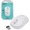 Logitech PC USB Maus M220 Silent Weiß 3 Tasten SilentTouch Mäuse (Wireless Mouse Kabellos Funk Leise Tasten USB Nano Receiver)