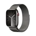 Apple Watch Series 9 GPS + Cellular 45mm Smartwatch con cassa in acciaio inossidabile color grafite e Loop in maglia milanese color grafite. Fitness t