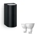 Philips Hue Nightingale Wandlamp voor Buiten Up & Down (Zwart) | Buitenlamp - GU10 - Warmwit Licht - Hue White