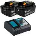 Makita Makita 2x BL1830B Akku 3,0 Ah 18V Li-Ion mit Ladestandsanzeige + ... Akku Starter-Set