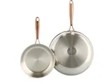 BK Rose Koekenpannenset 2-delig - 20/28cm - Zonder PFAS-vrije antikleeflaag - Koekenpan inductie - RVS bakpan - Ovenbestendig tot 200°C - Zilver