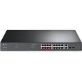 TP-Link TL-SL1218MP - Switch - onbeheerd - 16 x 10/100 (PoE+) + 2 x 10/100/1000 + 2 x Gigabit SFP-combinatie - rack-uitvoering (192 W)
