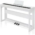 VINGLI Digitalpiano GDP-104 E Piano 88 Tasten, vollgewichtete Tastaturen, Dual Bluetooth, Digitalpiano mit Klavierständer, Weiß/Schwarz/Schwarznussbra