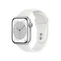 Apple Watch Series 8 GPS &#8211; 41 mm &#8211; Boîtier Silver Aluminium avec Bracelet Sport Blanc (MP6K3NF/A)