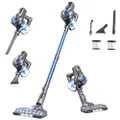 Greenote Akku Staubsauger,Bis zu 30 Min Laufzeit Staubsauger Kabellos, Stielstaubsauger mit LED, Akkustaubsauger mit Fugendüse & weiche Bürste, Parkfu