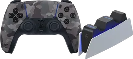 Sony PlayStation 5 DualSense Draadloze Controller Grey Camo + BlueBuilt Oplaadstation