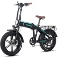 JOBOBIKE E-Bike Klapprad 20x4,0 Zoll, 120km, mit Blinkern und Bremslicht, Integriertes Laufrad, 7 Gang Shimano, Kettenschaltung, Heckmotor, 720 Wh, (F