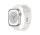 APPLE Watch Series 8 &#8211; Silver with White Sports Band, 45 mm, Silver/Grey,White