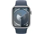 Apple Watch Series 9 - 45mm - Silver Aluminium Case with Storm Blue Sport Band - M/L